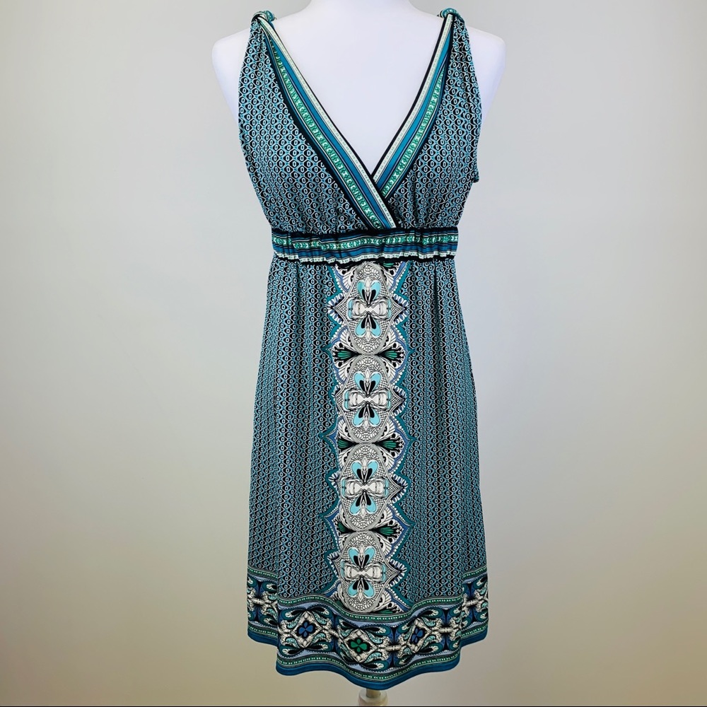 Max Studio Sleeveless Dress, Blues & Greens, M